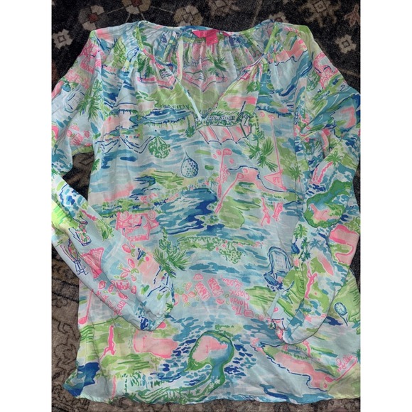 Lilly Pulitzer Tops - Lilly Pulitzer Willa Size XS Top Blouse Honda Classic Long Sleeve Golf